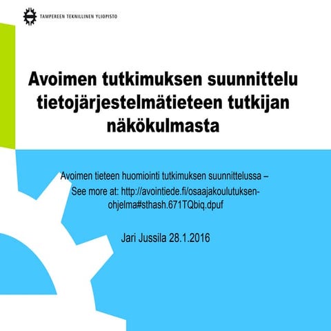 Avoimen tutkimuksen suunnittelu