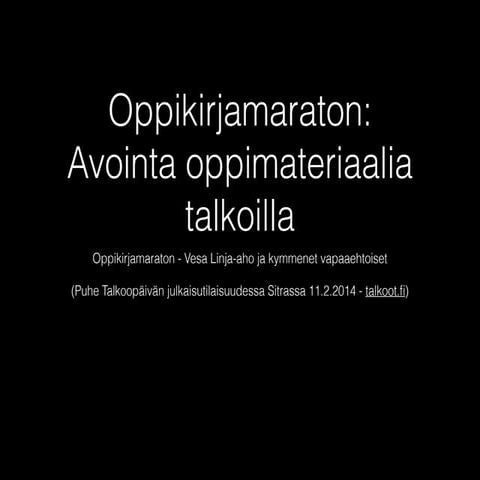 Avointa oppimateriaalia talkoilla