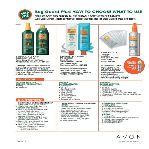 Skin So Soft Bug Guard Information Flyer | PDF
