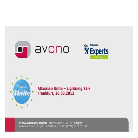 Atlassian Unite Sponsored Talk - Avono