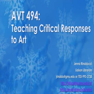 AVT 494: Teaching Critical Responses to Art