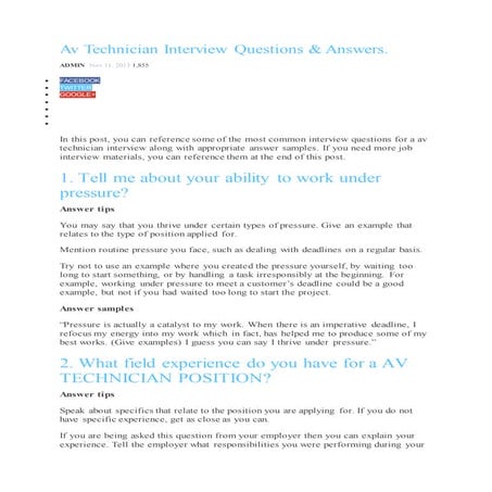 Av technician interview questions