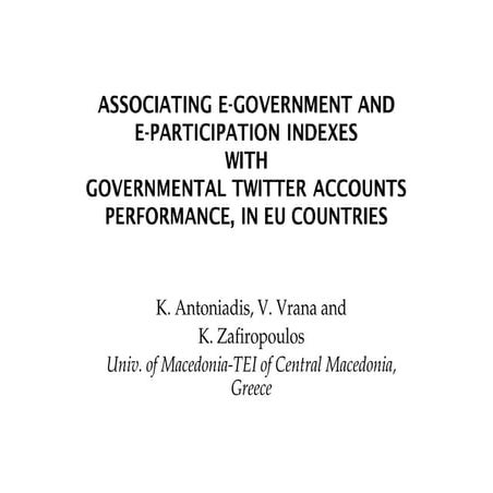 Associating e-government and e-participation indexes with governmental twitte...