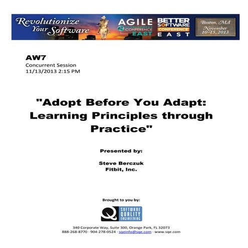 Adopt Before You Adapt: Learning Principles through Practice