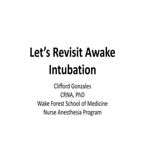 Awake intubation distribution