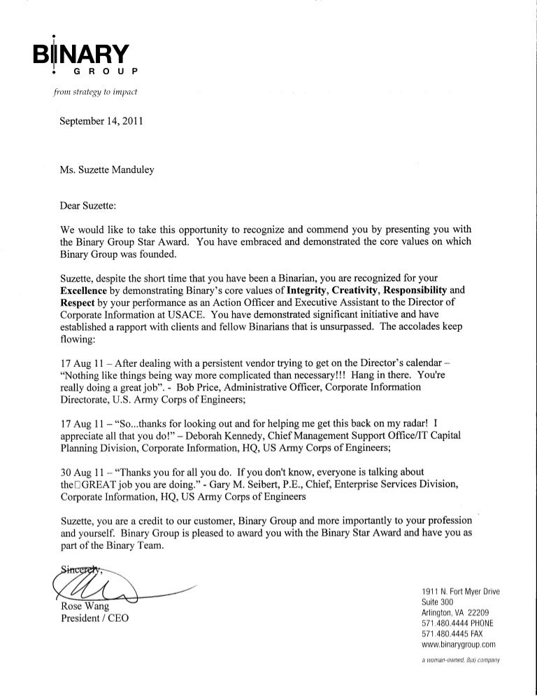 Letter Of Award Template