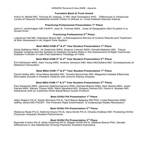 GRMERC Award Winners 2010