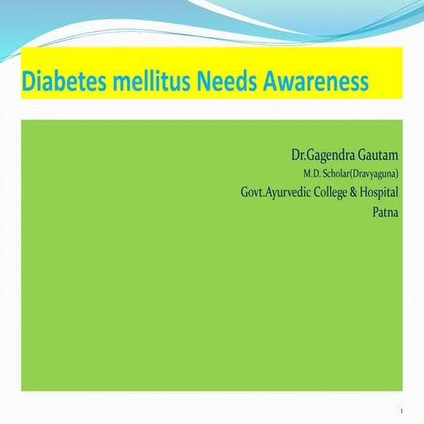 Awareness in india for diabetes mellitus | PPTX