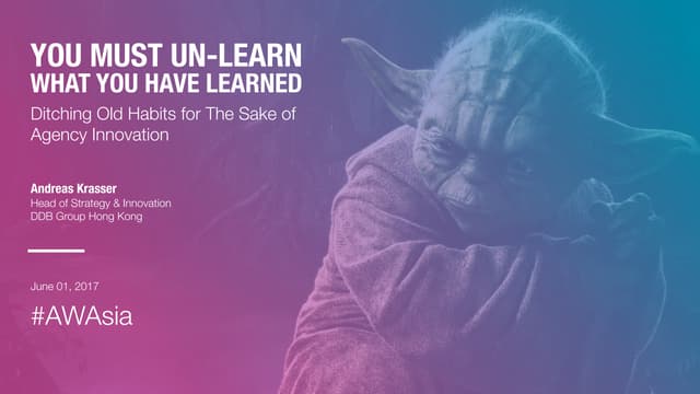You must unlearn what you have learned: ditching old habits for the sake of agency innovation