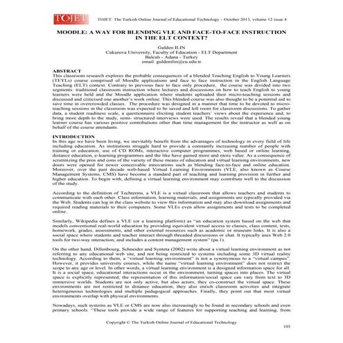 A way for blending vle and face to-face instruction by Gulden ILIN