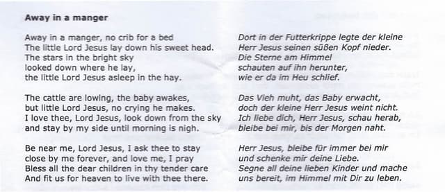 Away in a manger dtsch