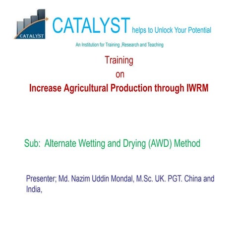Irrigation water Management, Alternate weting and drying AWD