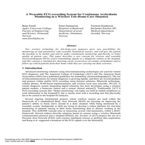 A wearable ecg recording system for continuous arrhythmia
