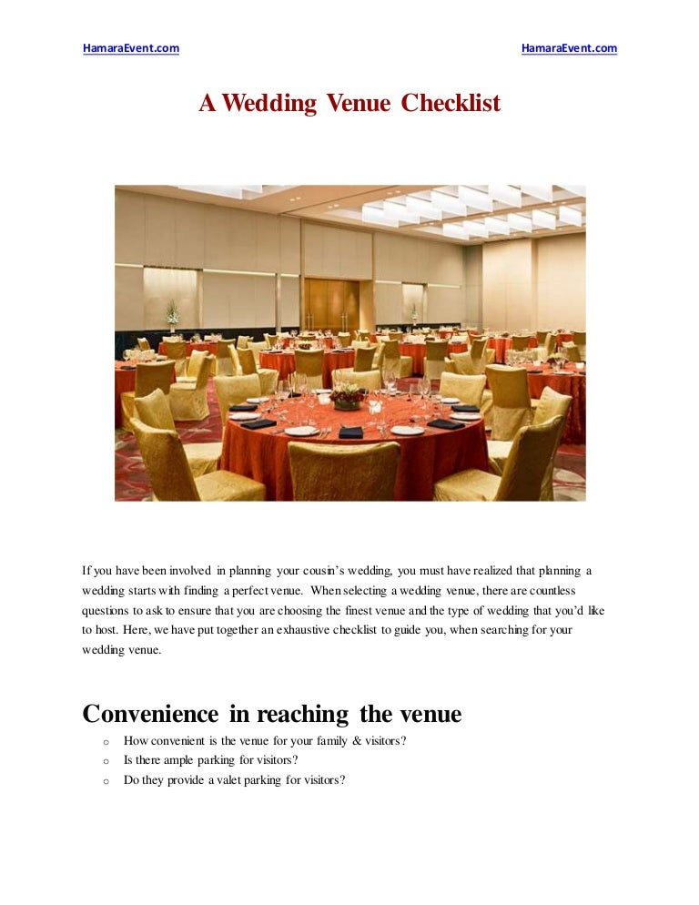 A wedding venue checklist