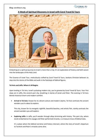 A Week of Spiritual Discovery in Israel with Coral Travel & Tours | Coral Tra...
