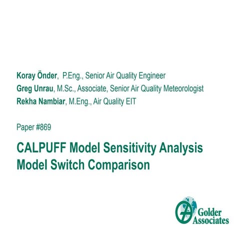 A&amp;WMA Conference 2010 - Calgary - CALPUFF Switch Sensitivity