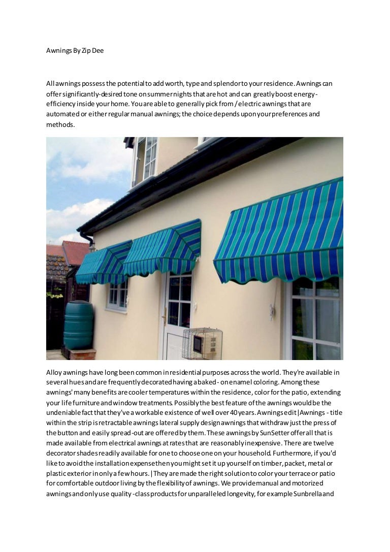 Awnings by zip dee
