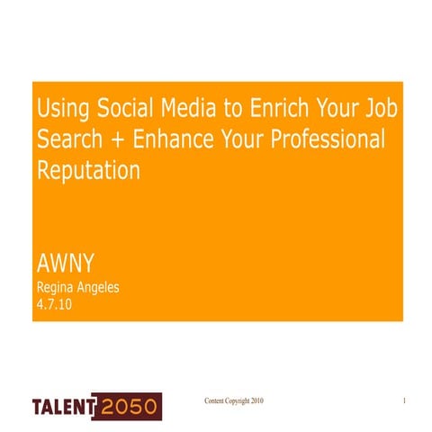 AWNY Event - Social Media Tools for Your Career
