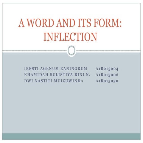 MORPHOLOGY, A WORD AND ITS FORM :INFLECTIONAL