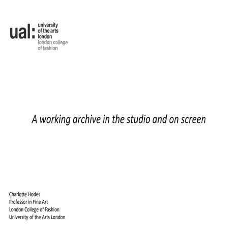 A working archive in the studio and on screen