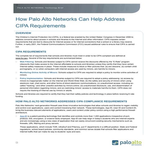 PAN CIPA Requirements
