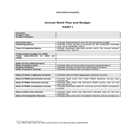 Annual Work Plan & Budget - Part 1
