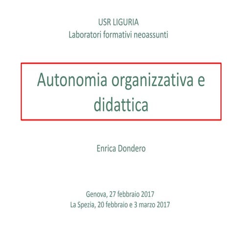 Lab.  Autonomia Organizzativa e Didattica
