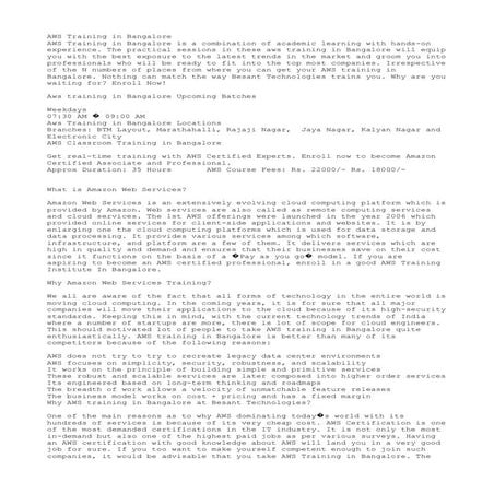 Aws Training in Bangalore