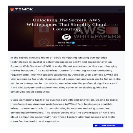 Unlocking The Secrets: AWS Whitepapers That Simplify Cloud Computing