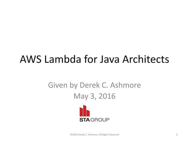Aws Lambda for Java Architects - Illinois VJug -2016-05-03