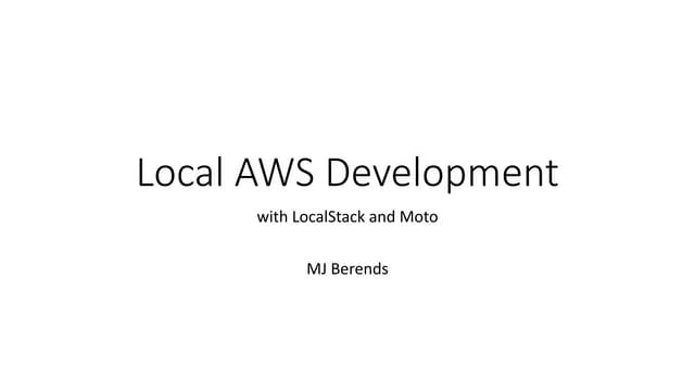  MJ Berends talk - Women & Non-Binary Focused Intro to AWS
