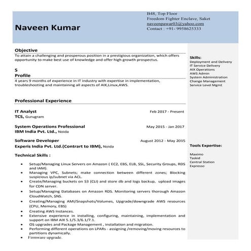 Aws naveen resume