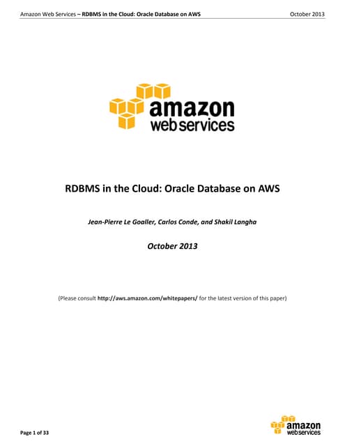Aws rdbms oracle