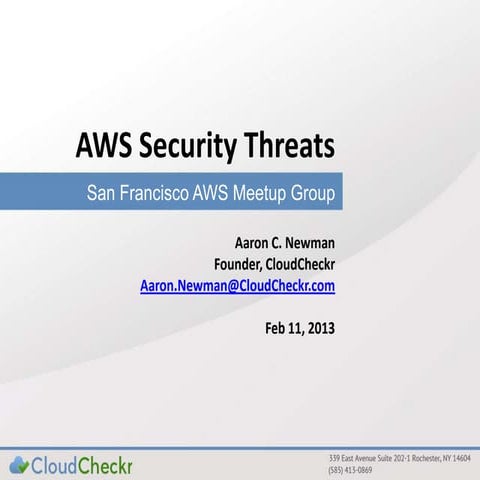 AWS Meet-up San Francisco: Cloud Security