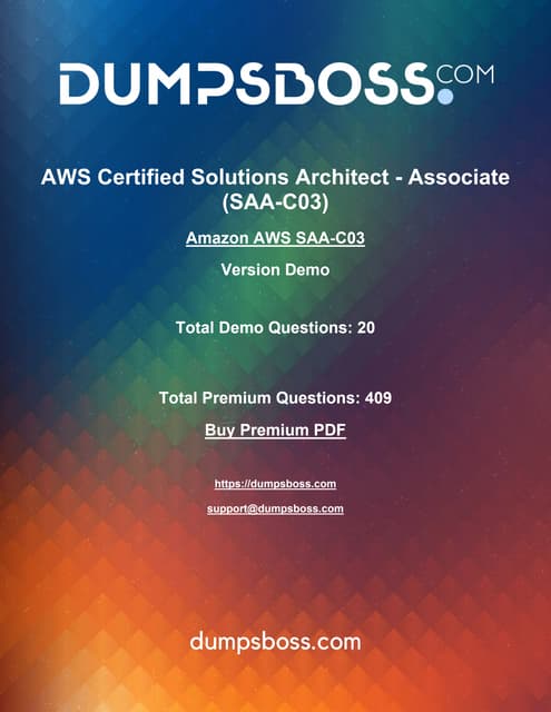 AWS Solutions Architect Associate Dumps Pass Your Exam | PDF