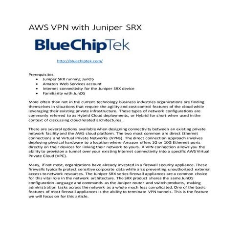 AWS VPN with Juniper SRX- Lab Sheet
