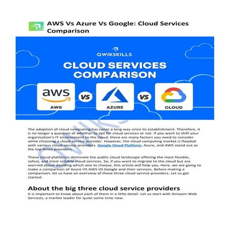 AWS Vs Azure Vs Google: Cloud Services Comparison