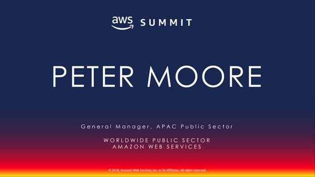AWS 월드와이드 공공부문 고객 사례 발표: 정부기관 및 국립연구소::Peter Moore,Kento Aida,Craig Fox::AWS ...