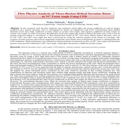 Flow Physics analysis of Three-bucket Helical Savonius rotor at 90 degree twi...