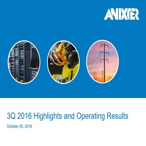Anixter 3Q 2016 Highlights and Operating Results
