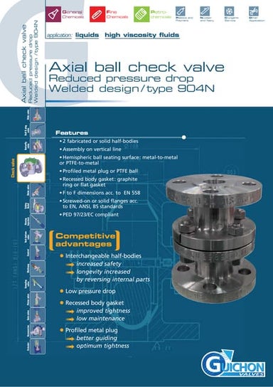 Axial ball check valve welded design-904n-Guichon valves