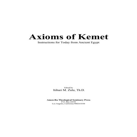 Axioms of Kemet- by Itibari M. Zulu | PDF