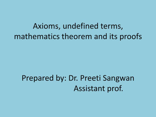 Axioms, postulates