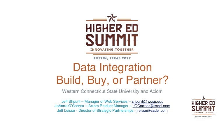Western Connecticut State University S Data Integration Build Vs Bu