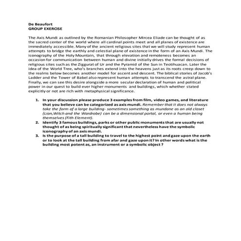 Axis Mundi group exercise DEBEAUFORT