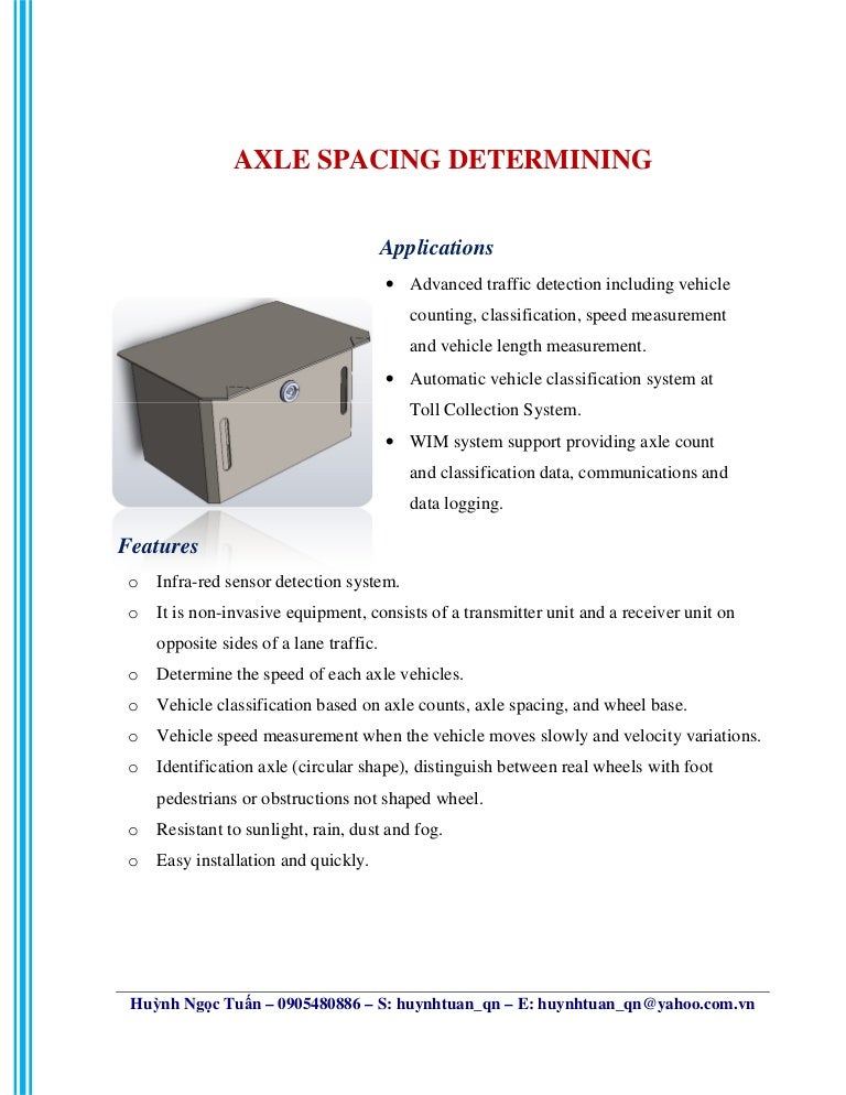 Axle spacing determining