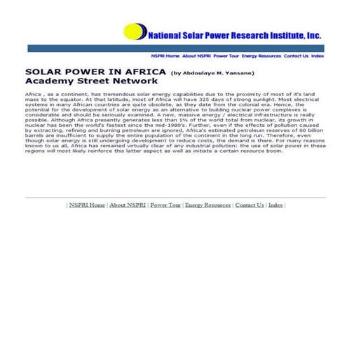 National Solar Power Research Institute