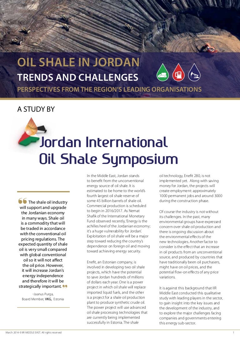 Jordan International Oil Shale Report 2014 Trends and Challenges
