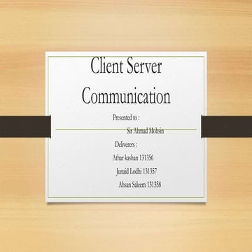 communication Mechanism in Client Server Model 