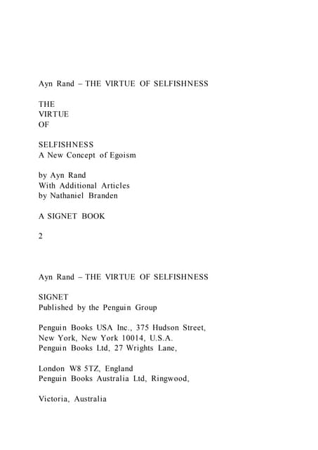 Ayn Rand The Virtue Of Selfishnessthevirtueofsel Pdf Ayn Rand The Virtue Of Selfishnessthevirtueofsel Pdf